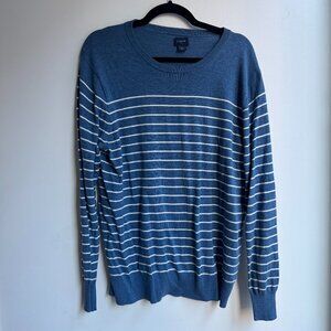 J. Crew Men's Blue Striped Lightweight Sweater